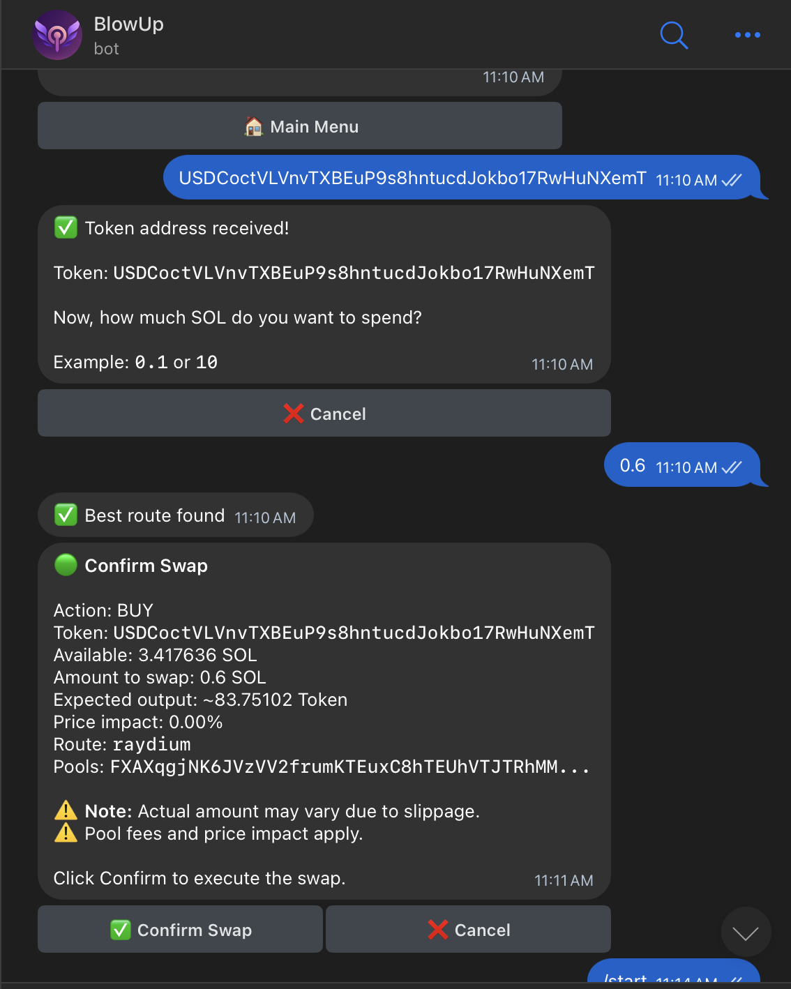 Telegram Bot Interface on Phone